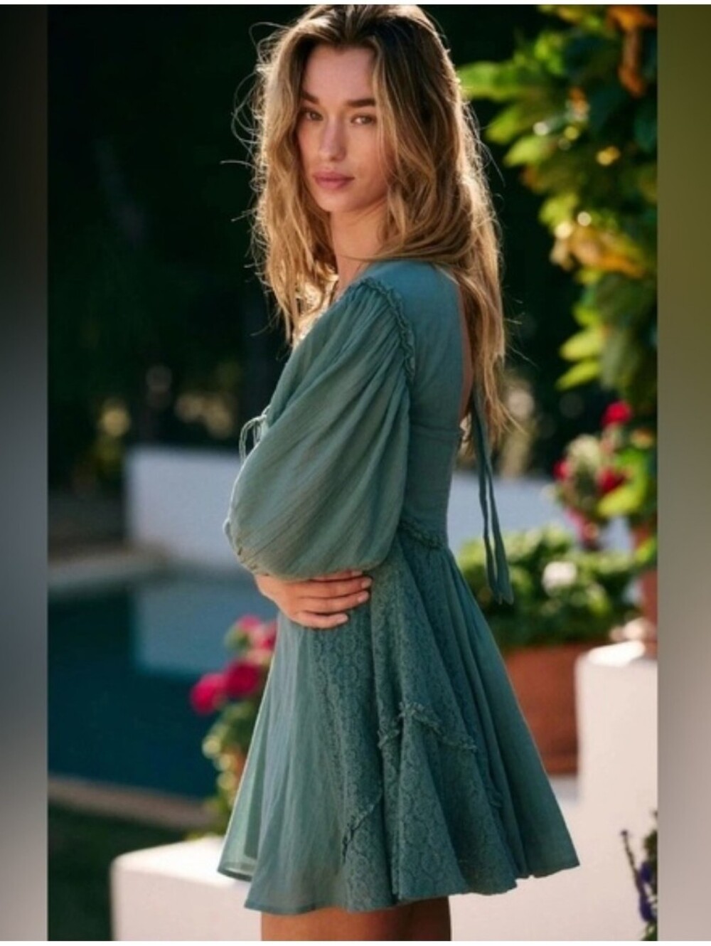 Free-est Free People Juniper Mini Dress Sagebrush Green Medium - Picture 3 of 10